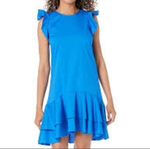 MAGGY LONDON Mini Dress with Ruffles, Princess Blue, size 10